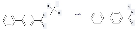 The Biphenyl-4-carboxylic acid hydrazide could be obtained by the reactant of [1,1'-Biphenyl]-4-carboxylicacid, ethyl ester. 